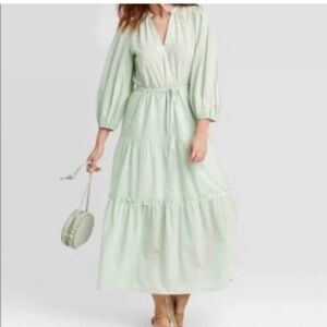 A New Day Target Long Sleeve Clipspot Tiered Dress milkmaid cottagecore farm M